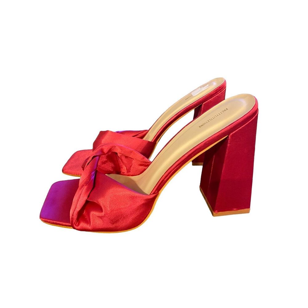 Brand New Pretty Little Thing Satin Hot Pink Block Heel Sandal